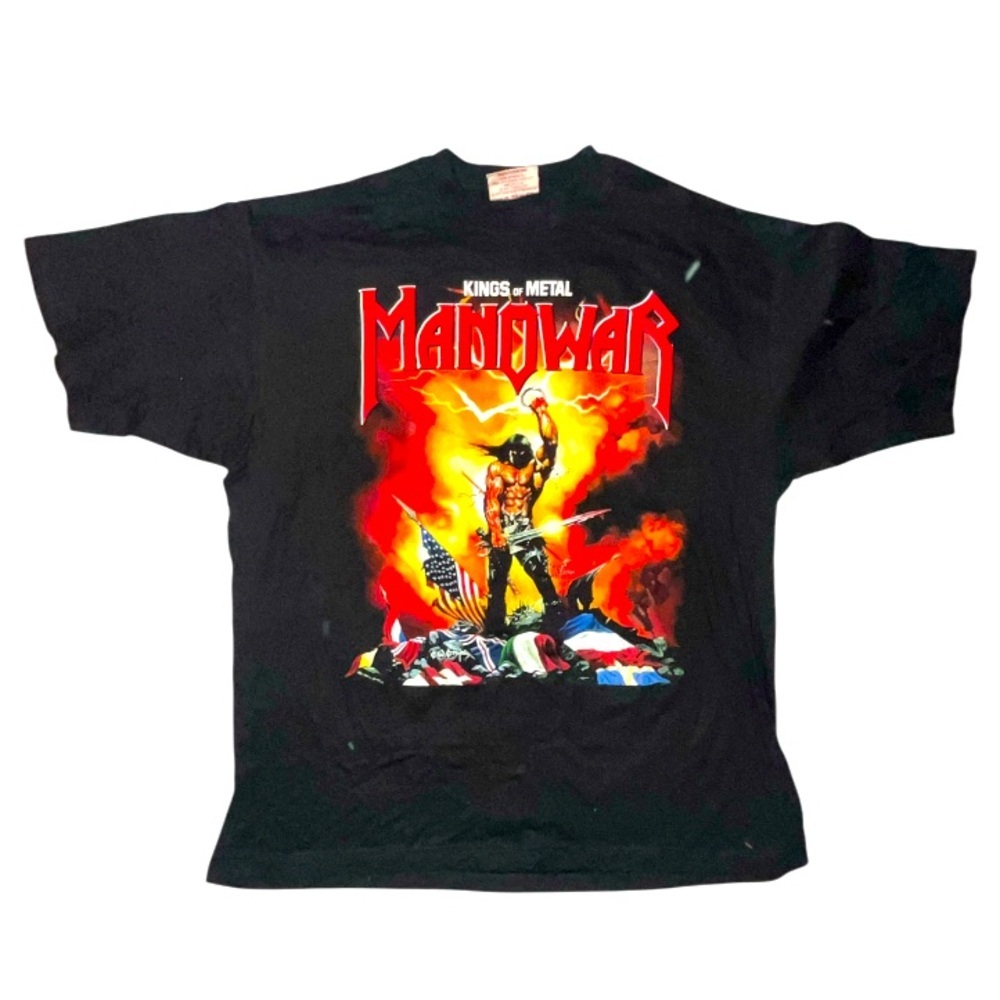 Vintage Manowar Kings Of Metal European Tour T-shirt Front And Back Graphics XL